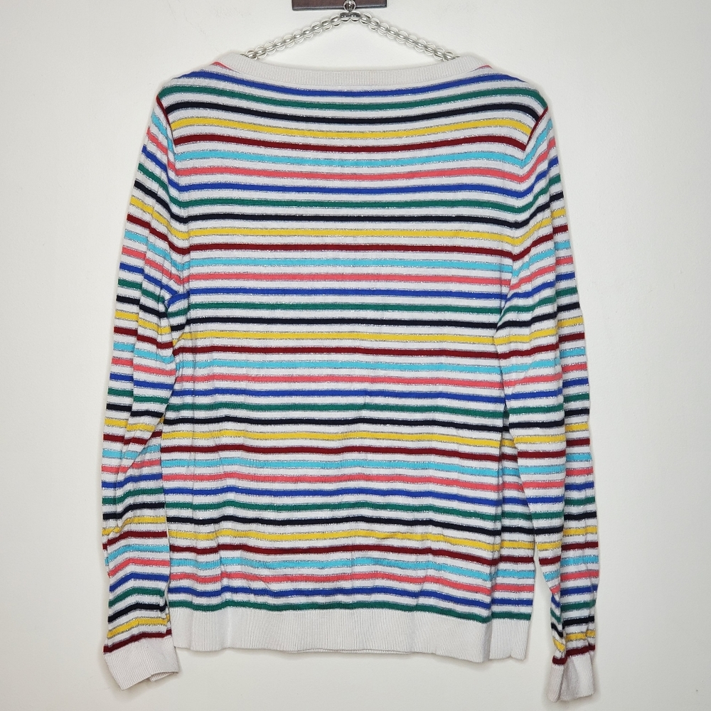 Euc Talbots Rainbow Striped Pullover Sweater - image 2
